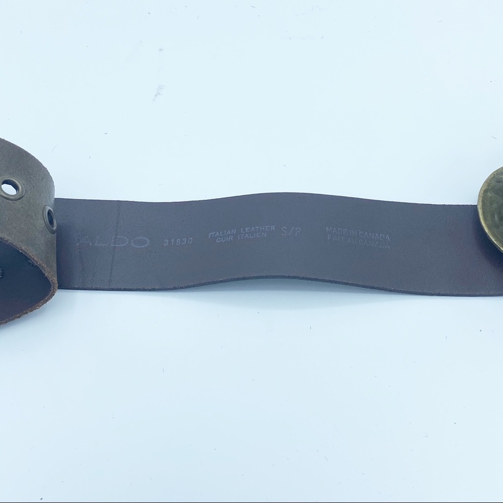 Aldo Wide Brown Italian Leather Belt, Size S - Picture 4 of 7